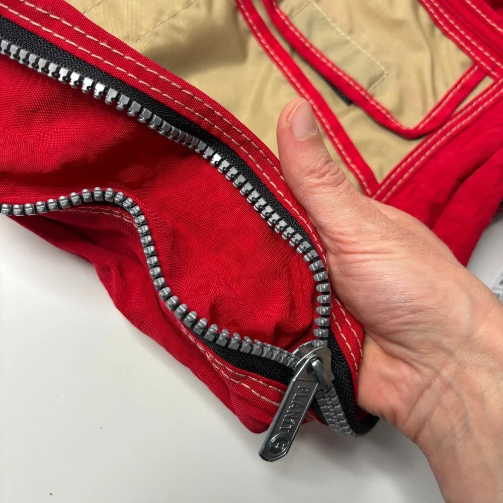PLANIT Red Nylon Messenger Bag Retro Y2K Multi Pocket Crossbody Techwear
